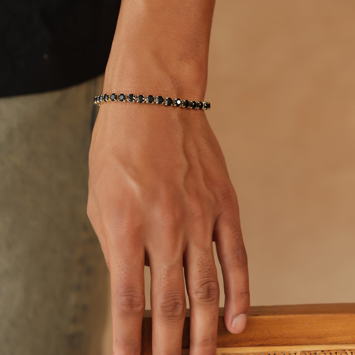 5mm Black Gold-Plated Tennis Bracelet