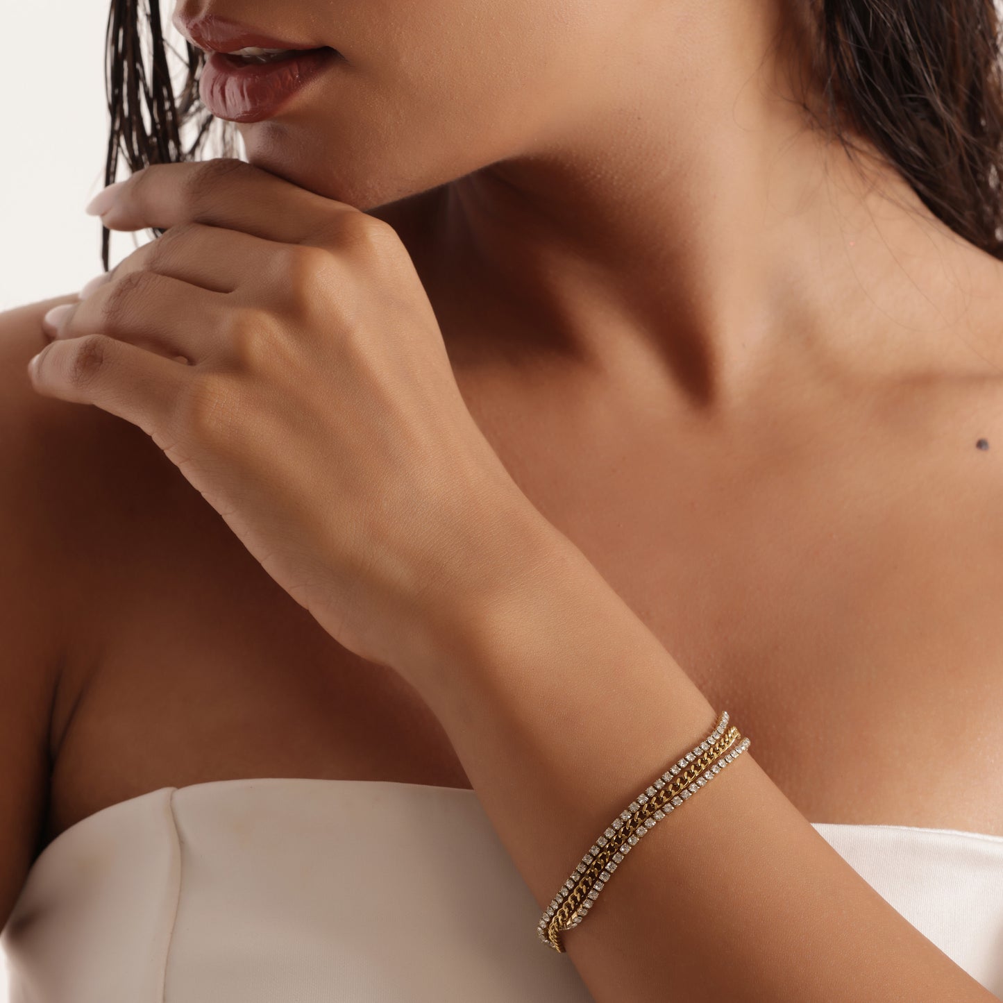 Sparking Triple Layer Chain Bracelet