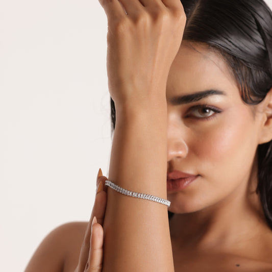 5mm White Silver-Plated Tennis Bracelet