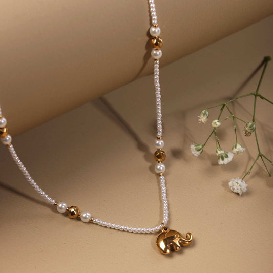 Elephant Pearls Beaded Neck Chain Pendant