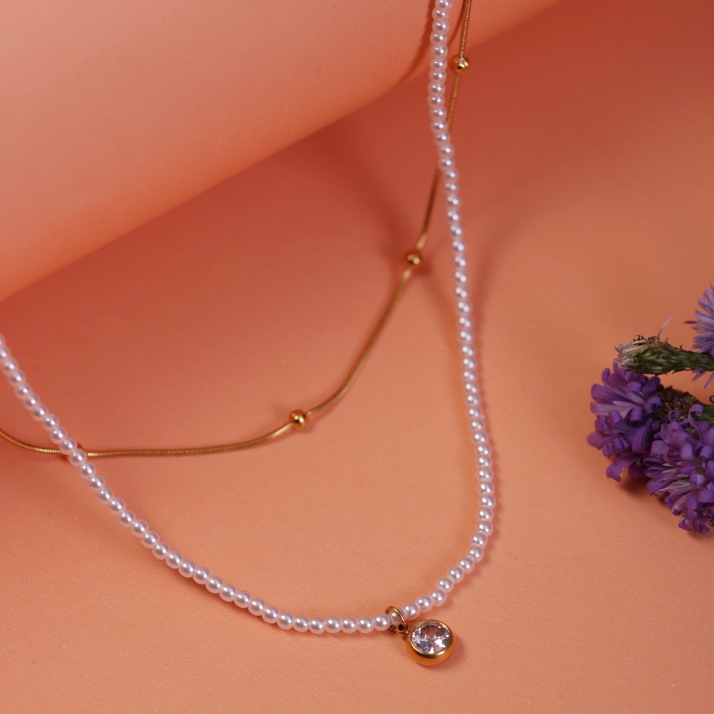 Double Layer Pearl Beaded Neck Chain Pendant