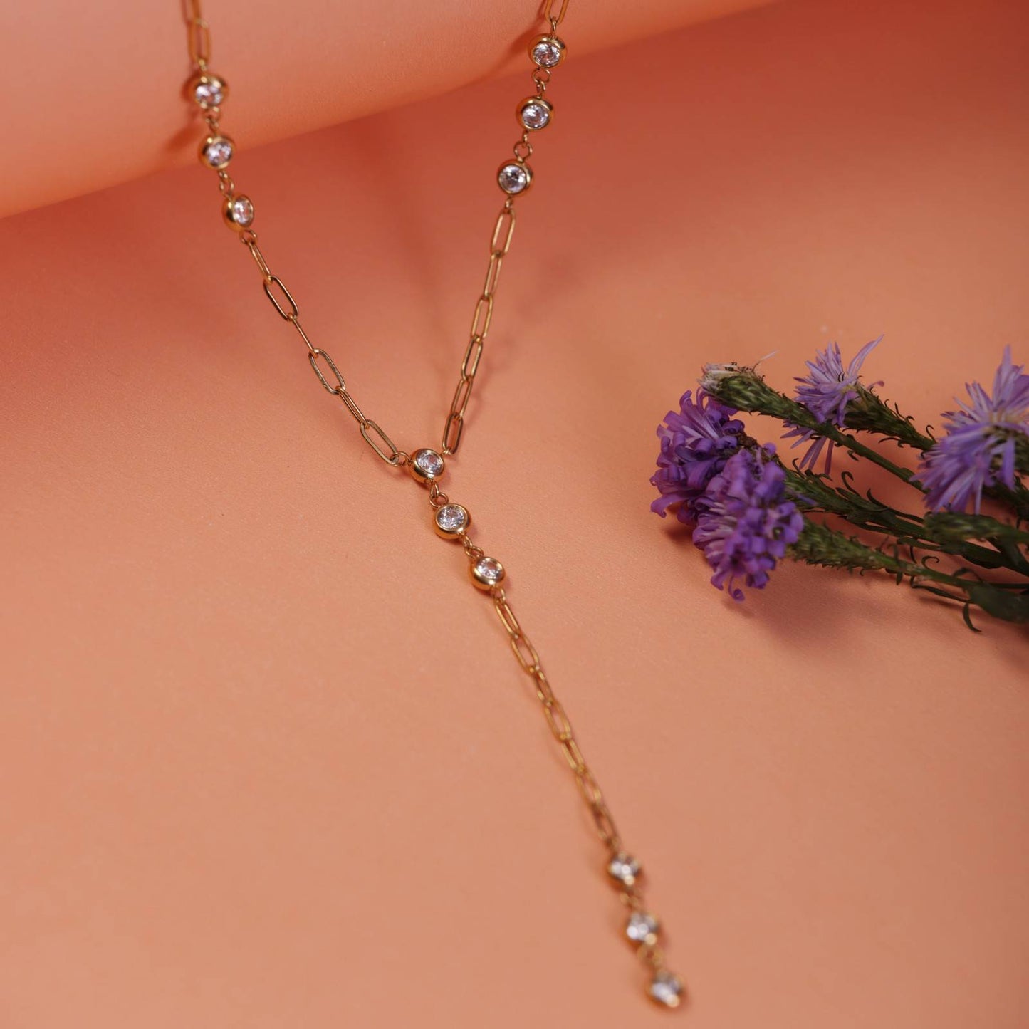 Sparkling Stone Y-Chain Necklace