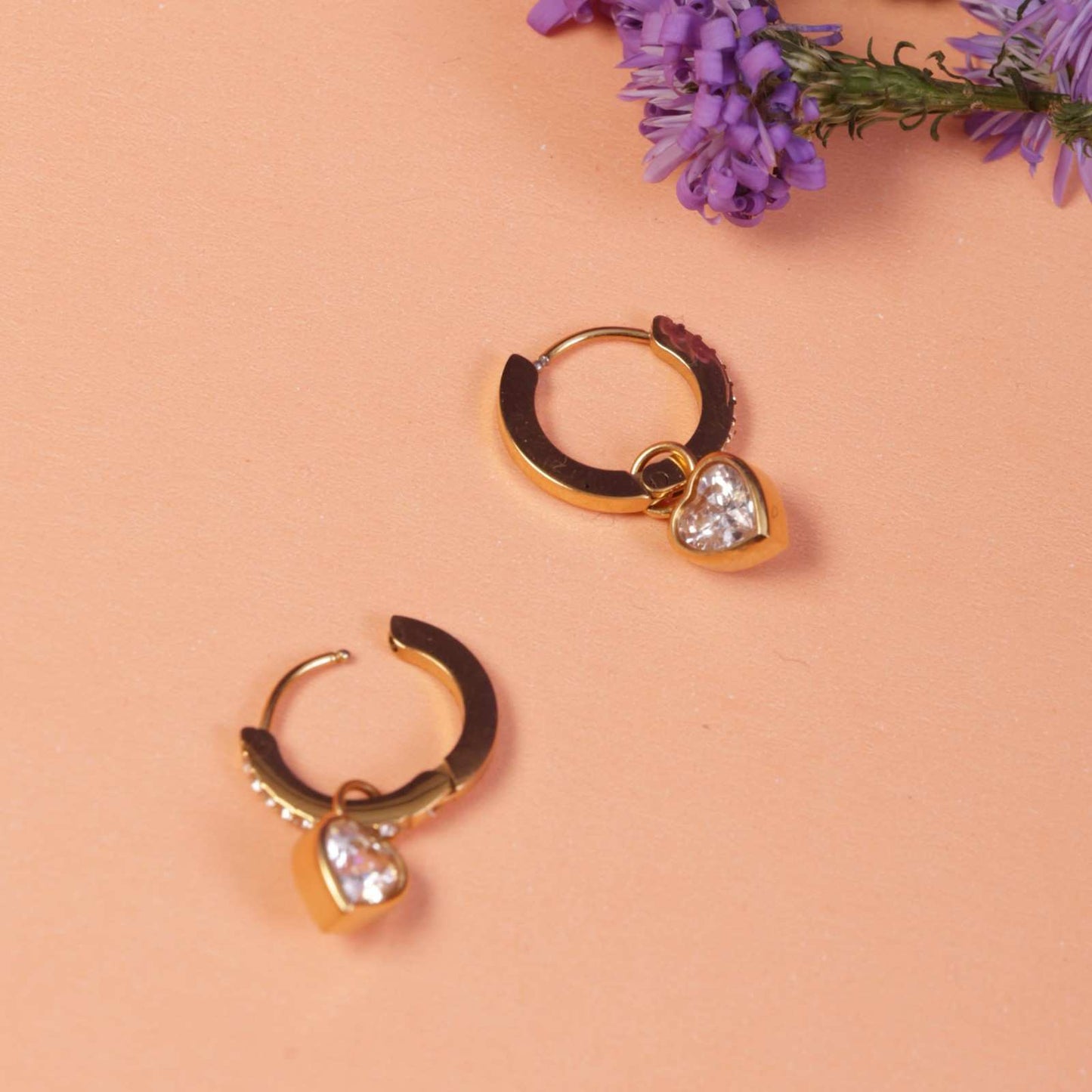Chic Crystal Heart Hoop Earrings