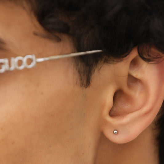 Silver Ball Stud Earrings - Pierced