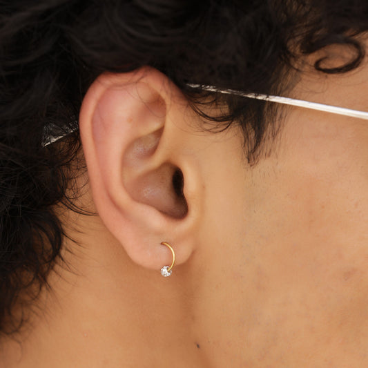 Loop Gold Ball Earring - Pierced