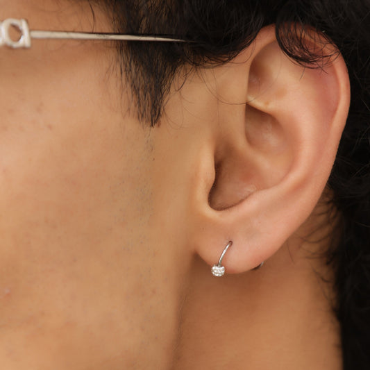 Loop Silver Ball Earring - Pierced