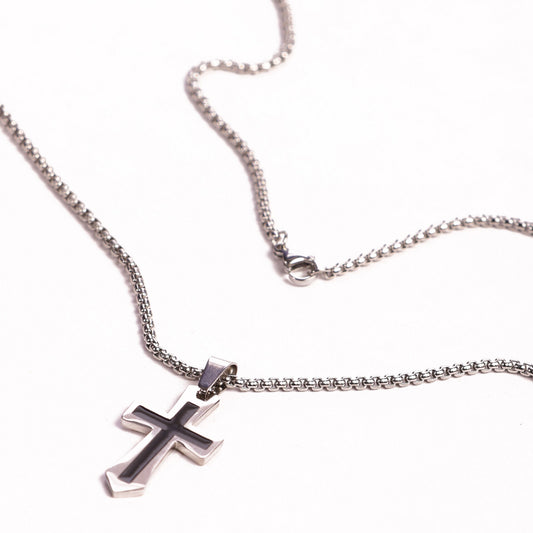 Contour Cross Pendant With Chain