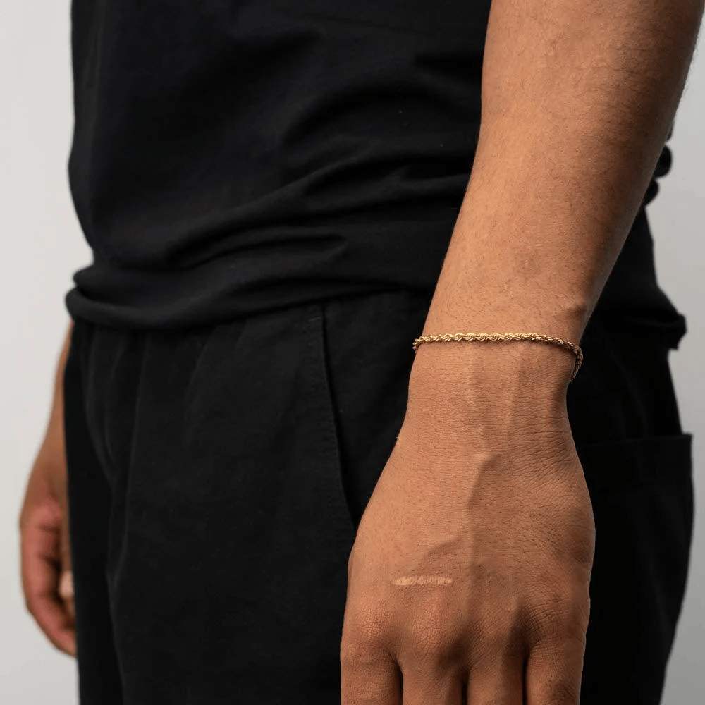 Micro 3 mm Gold-Plated Rope Chain Bracelet