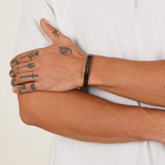 Linear Black Men's Kada Bracelet