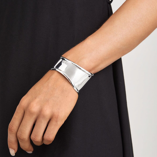 Venna Irregular Silver Plated Cuff Bracelet