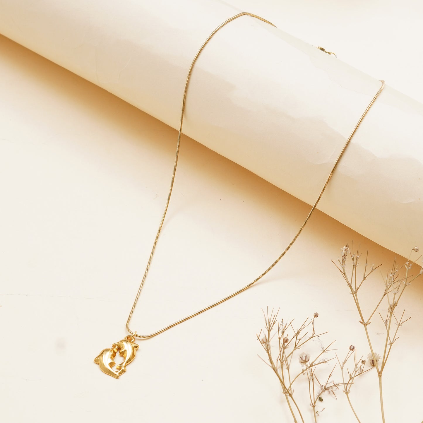 Dual Dolphin Neck Chain Pendant