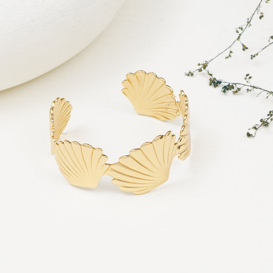 Floral Gold Plated Cuff Bracelet