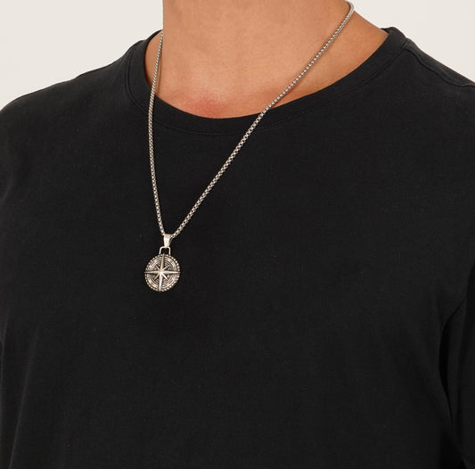 Northern Star Compass Pendant With Chain