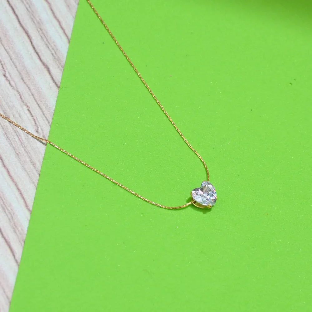 White Stone Heart Neck Chain Pendant