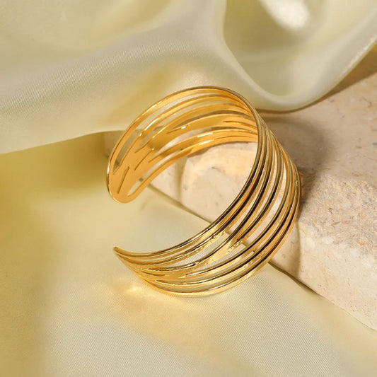 Multilayer Gold Plated Cuff Bracelet