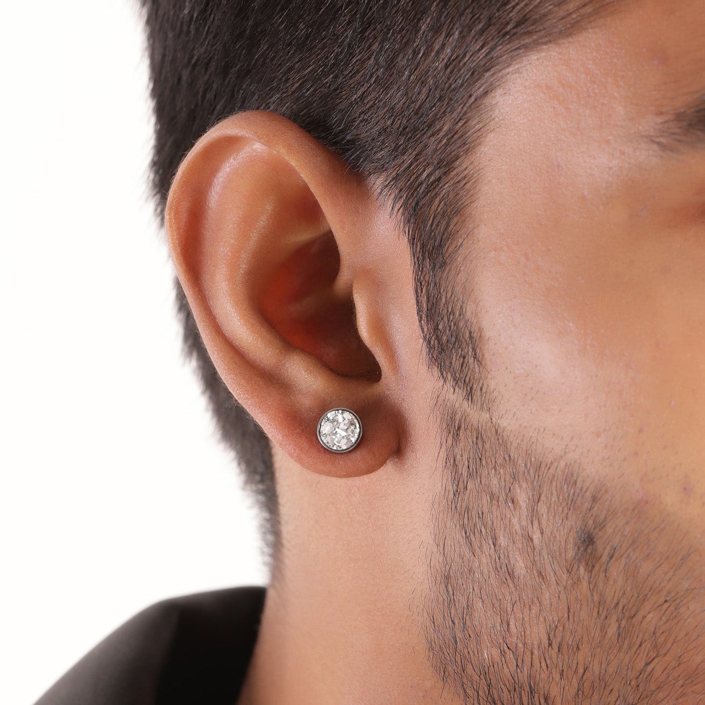 Round Solitaire Silver Stud Earrings