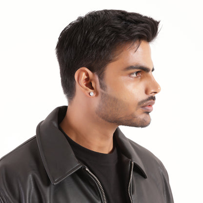 Round Solitaire Silver Stud Earrings