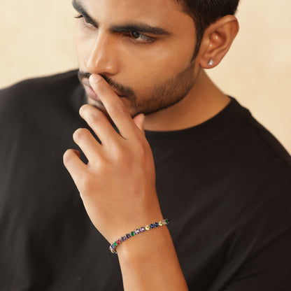 5mm Round Cut Multicolored Tennis Bracelet