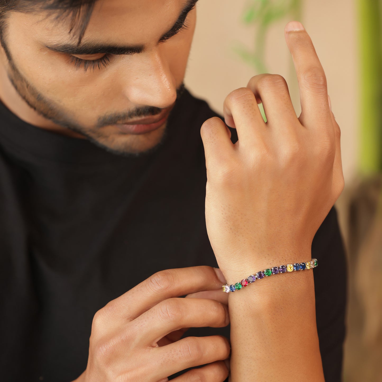 5mm Round Cut Multicolored Tennis Bracelet