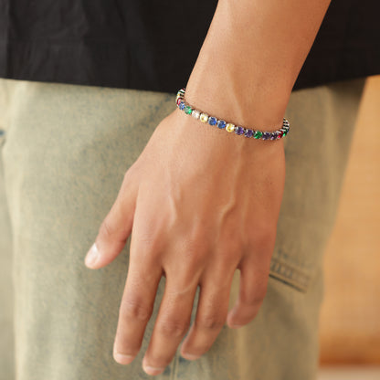 5mm Round Cut Multicolored Tennis Bracelet