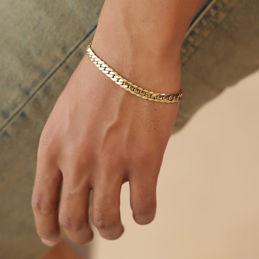 Cuban Link 5 mm Gold-Plated Chain Bracelet