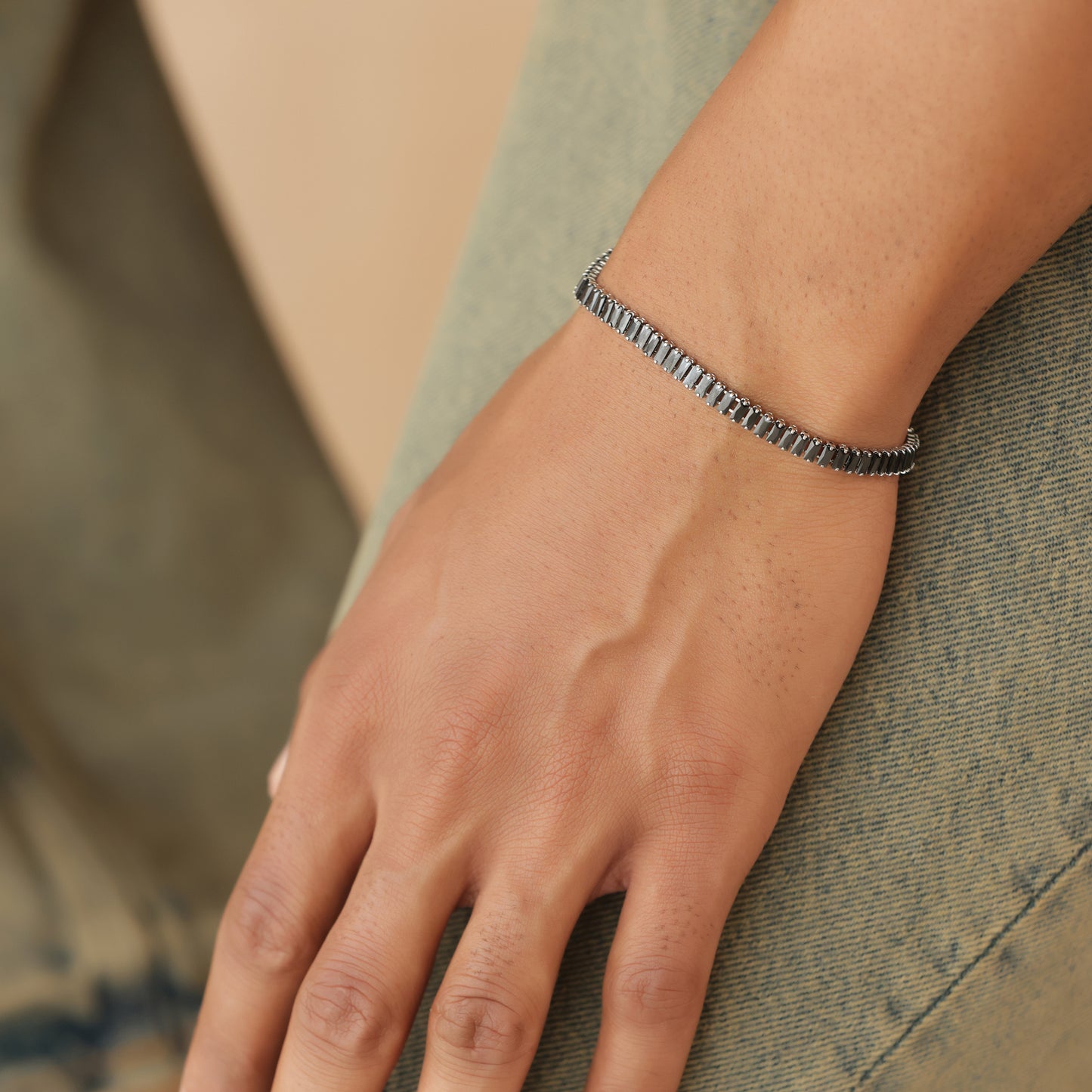 5mm Black Silver-Plated Tennis Bracelet