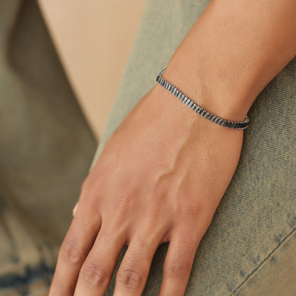 5mm Black Silver-Plated Tennis Bracelet