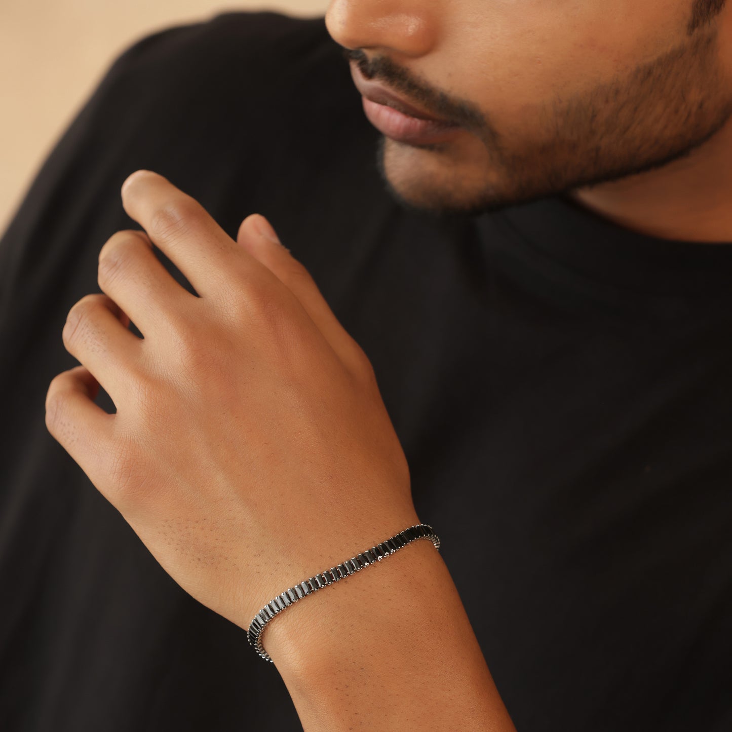 5mm Black Silver-Plated Tennis Bracelet