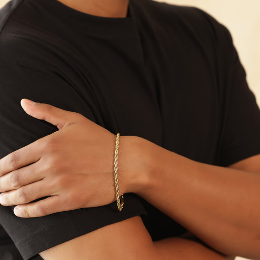 Micro 3 mm Gold-Plated Rope Chain Bracelet