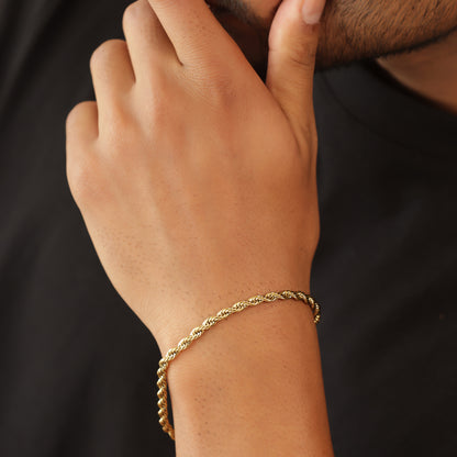 Micro 3 mm Gold-Plated Rope Chain Bracelet