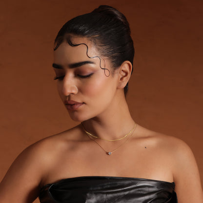 Double Layered Rhinestone Neck Chain Pendant