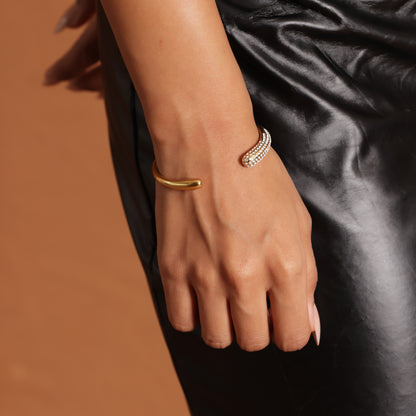 Viny 18K Gold Plated CZ Cuff Bracelet