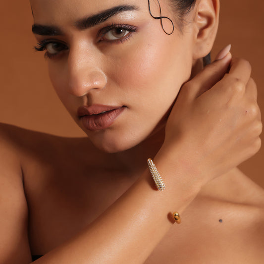 Viny 18K Gold Plated CZ Cuff Bracelet