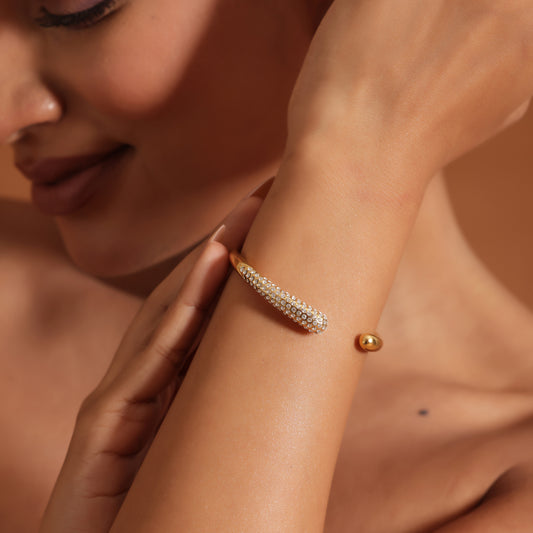 Viny 18K Gold Plated CZ Cuff Bracelet