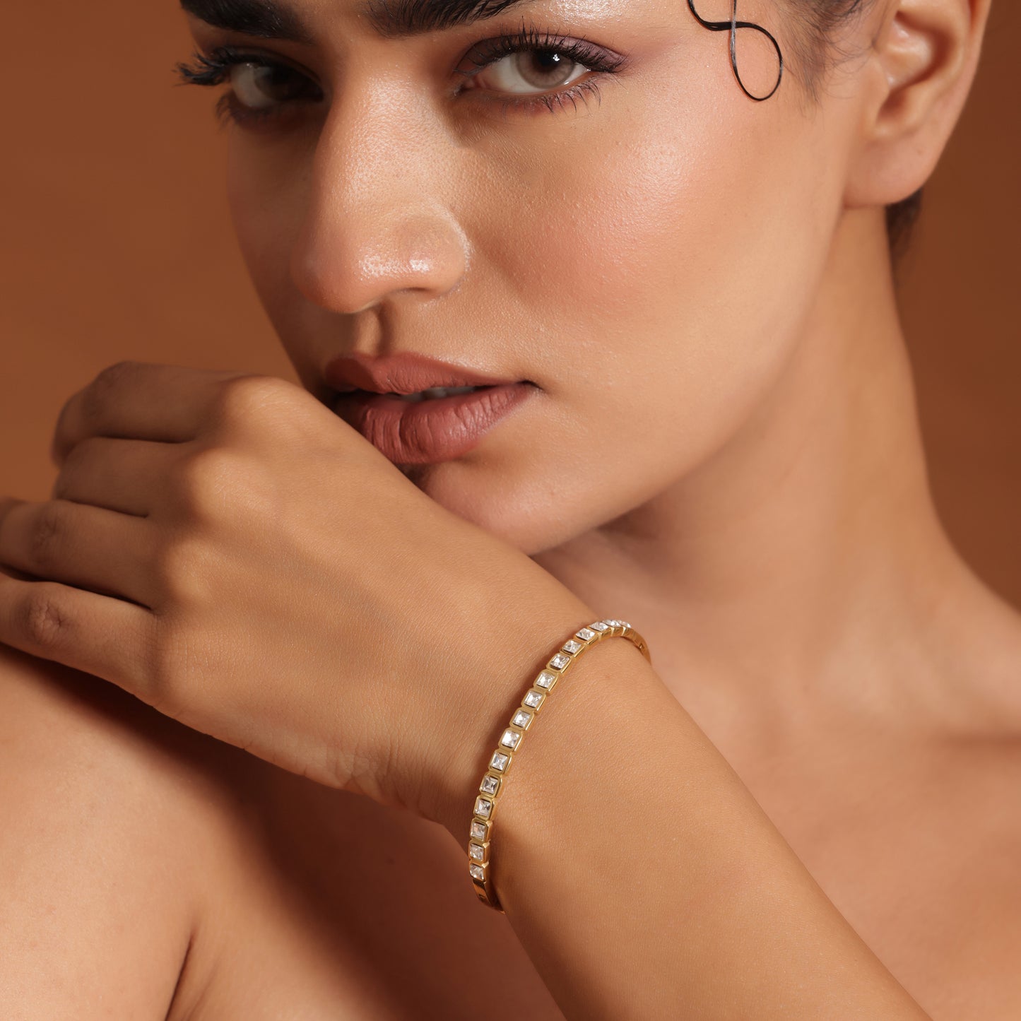 Zia 18K Gold Plated Sqaure Cut Bracelet