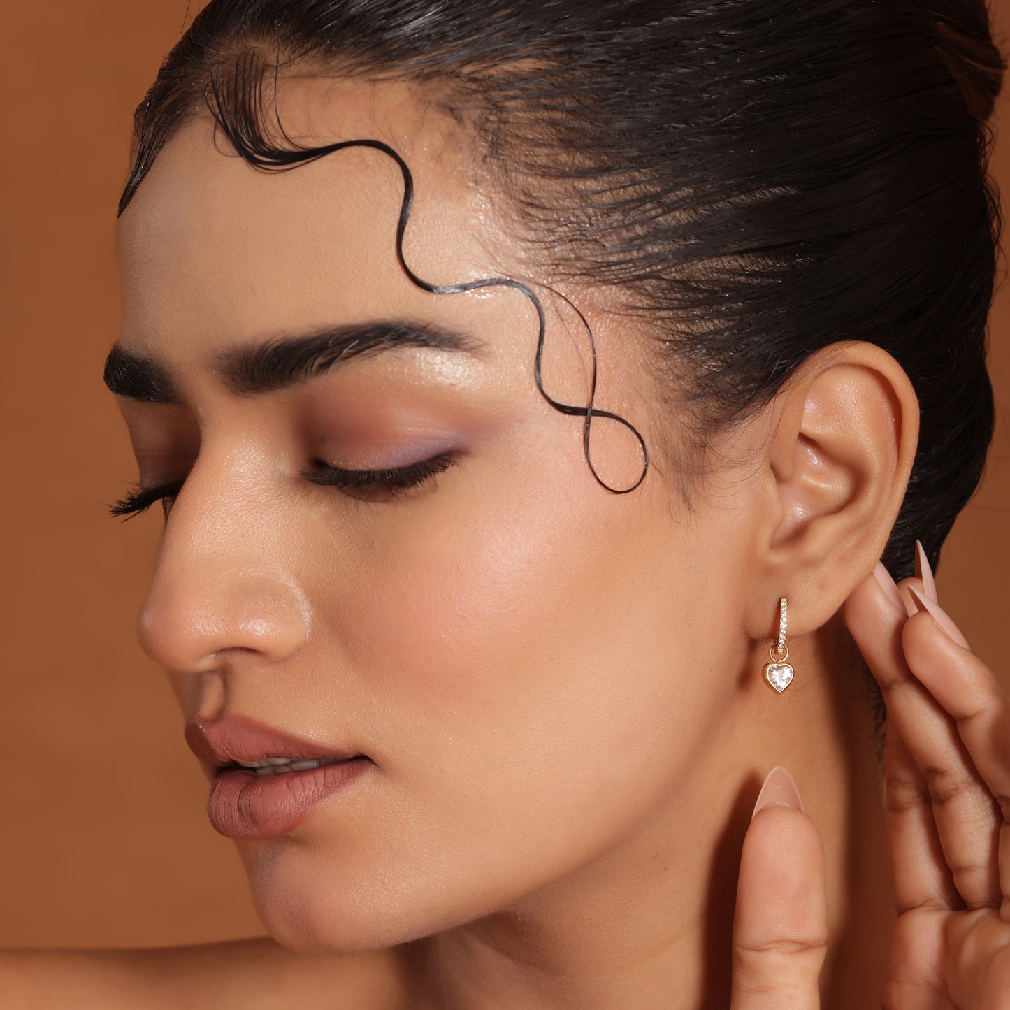 Chic Crystal Heart Hoop Earrings