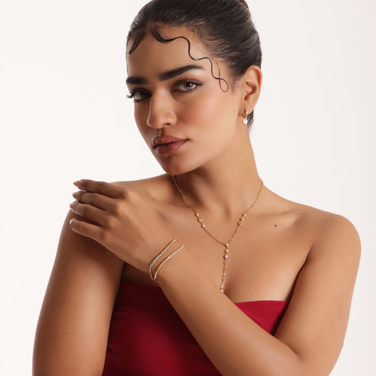 Sparkling Stone Y-Chain Necklace