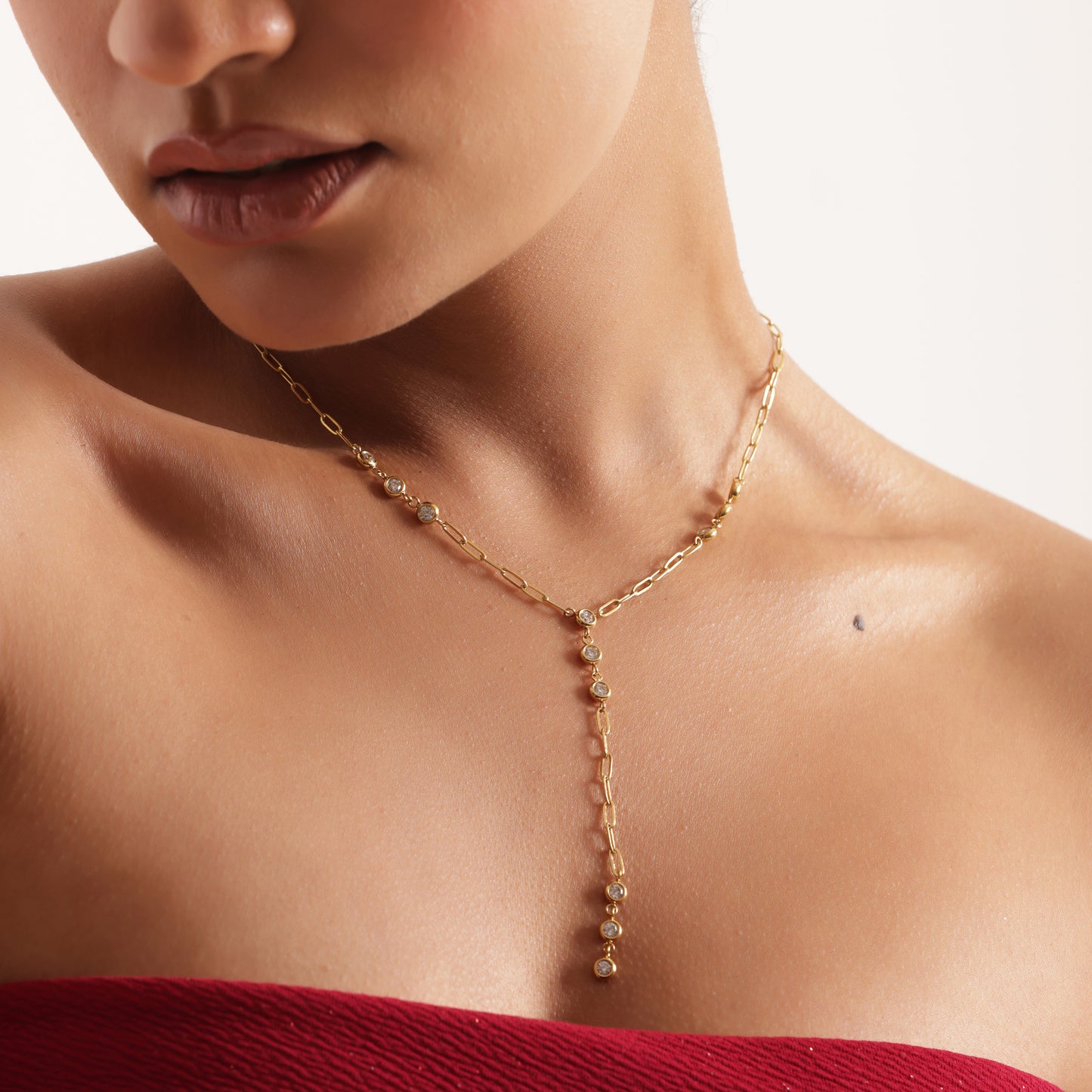 Sparkling Stone Y-Chain Necklace