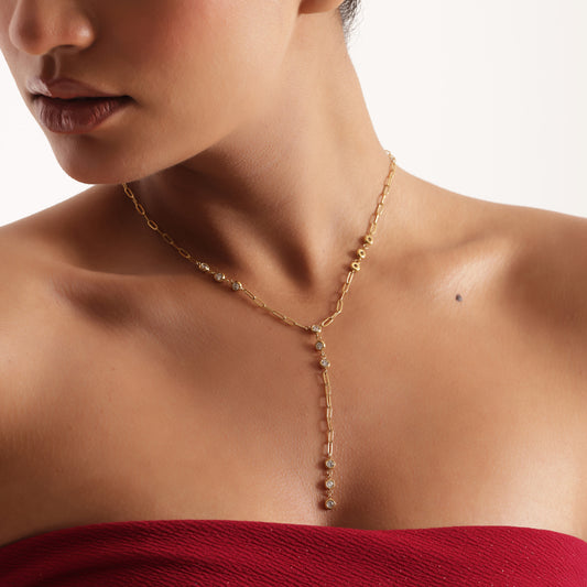 Sparkling Stone Y-Chain Necklace