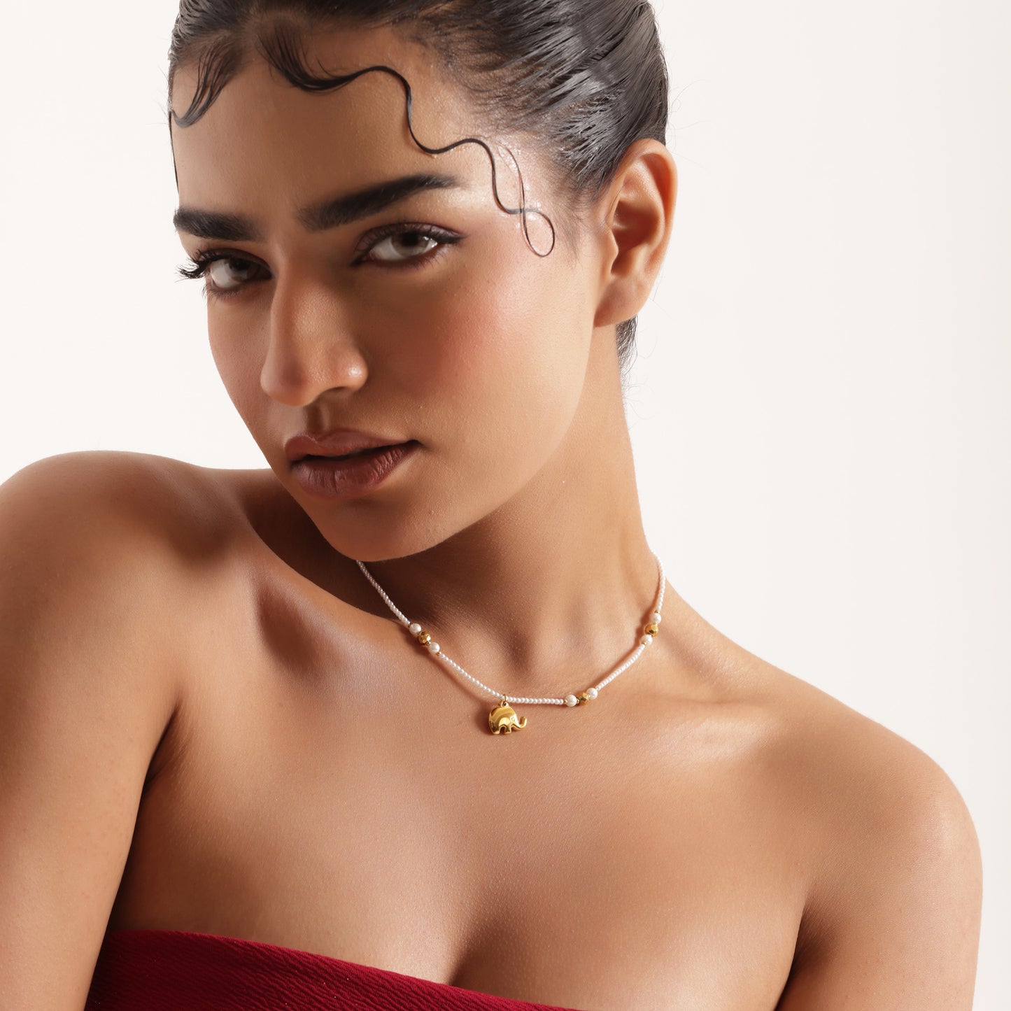 Elephant Pearls Beaded Neck Chain Pendant