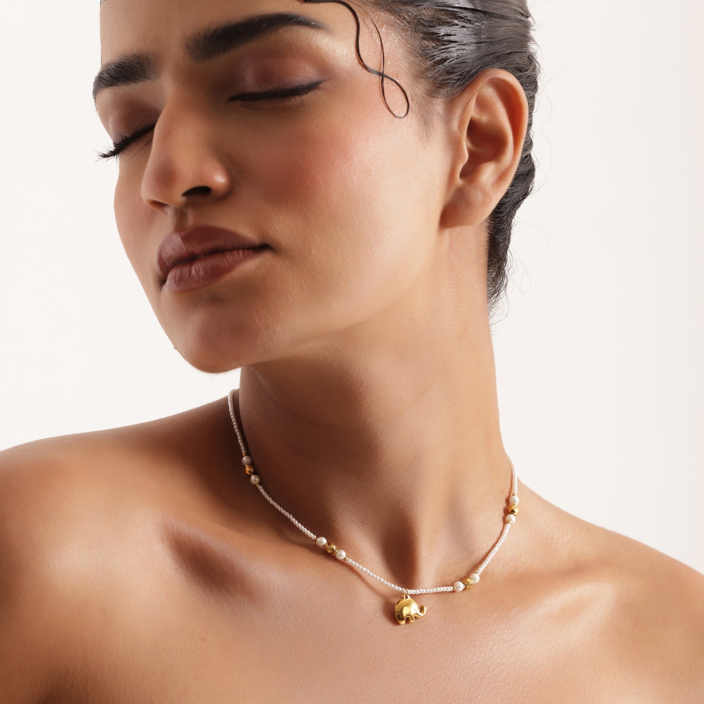 Elephant Pearls Beaded Neck Chain Pendant