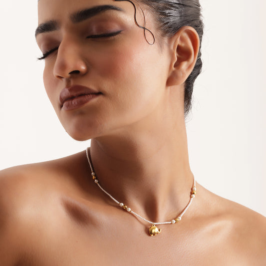 Elephant Pearls Beaded Neck Chain Pendant