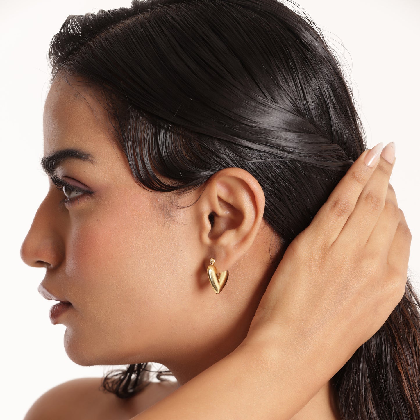 Fira's Gold-Plated Heart Hoop Earrings