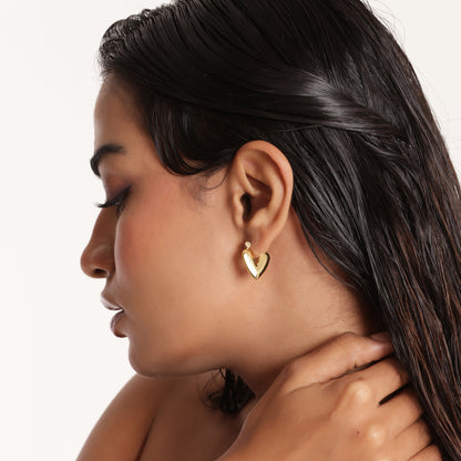 Fira's Gold-Plated Heart Hoop Earrings