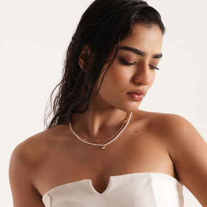 Double Layer Pearl Beaded Neck Chain Pendant