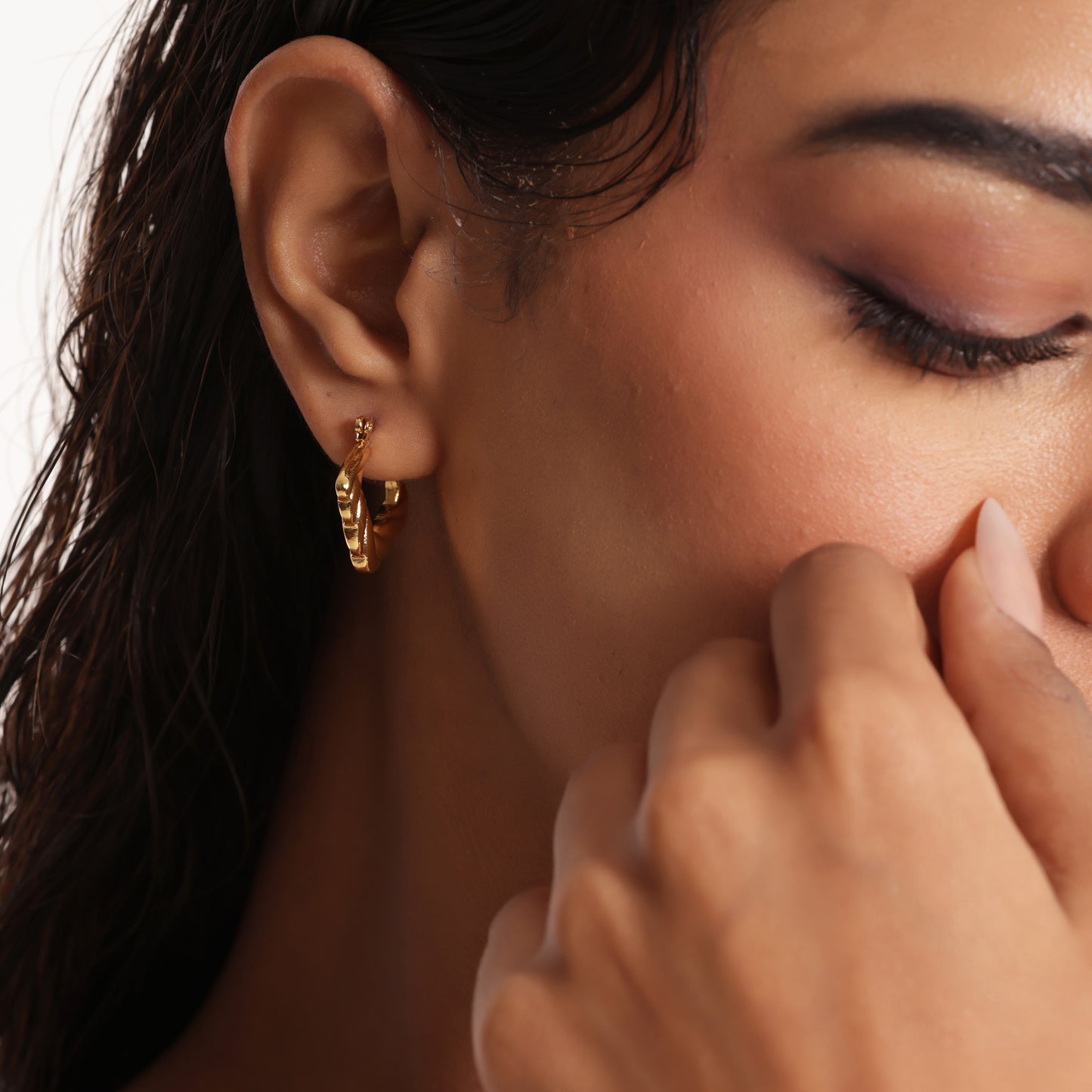 Tira's Gold-Plated Twisted Hoop Earrings