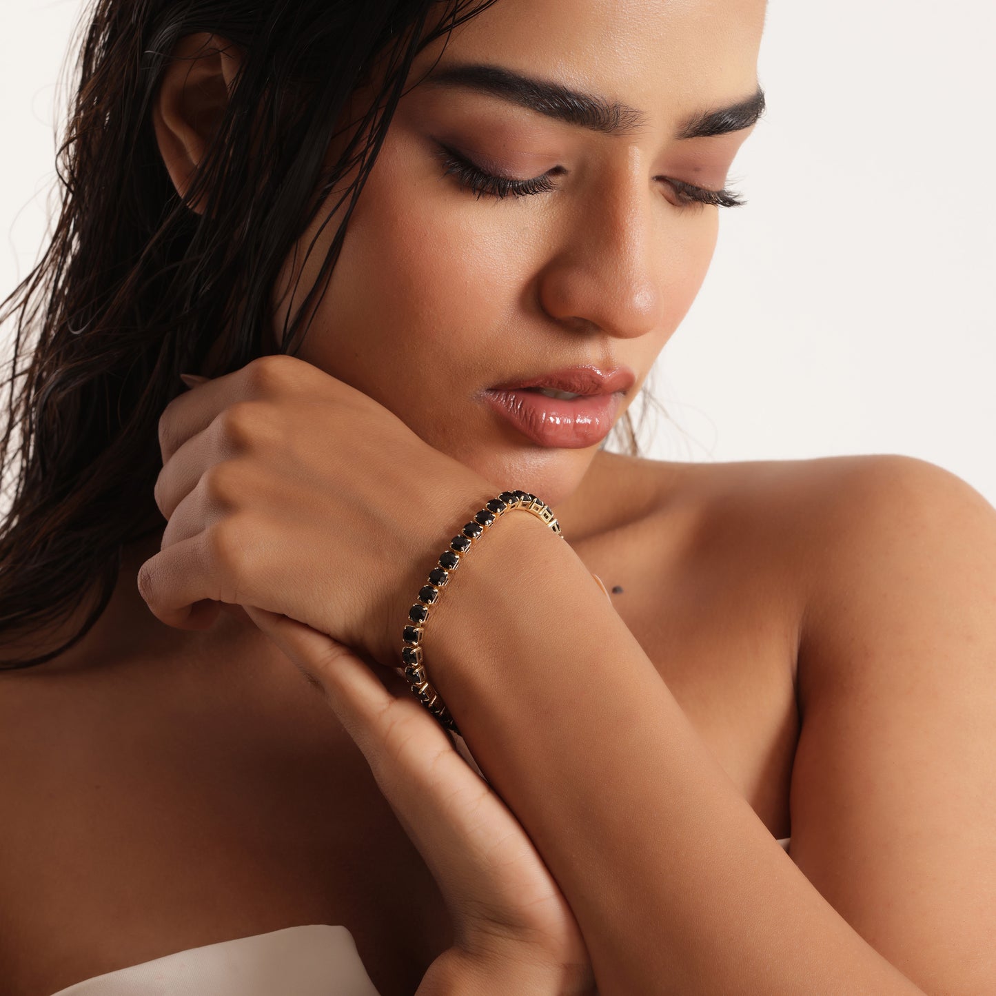 5mm Black Gold-Plated Tennis Bracelet