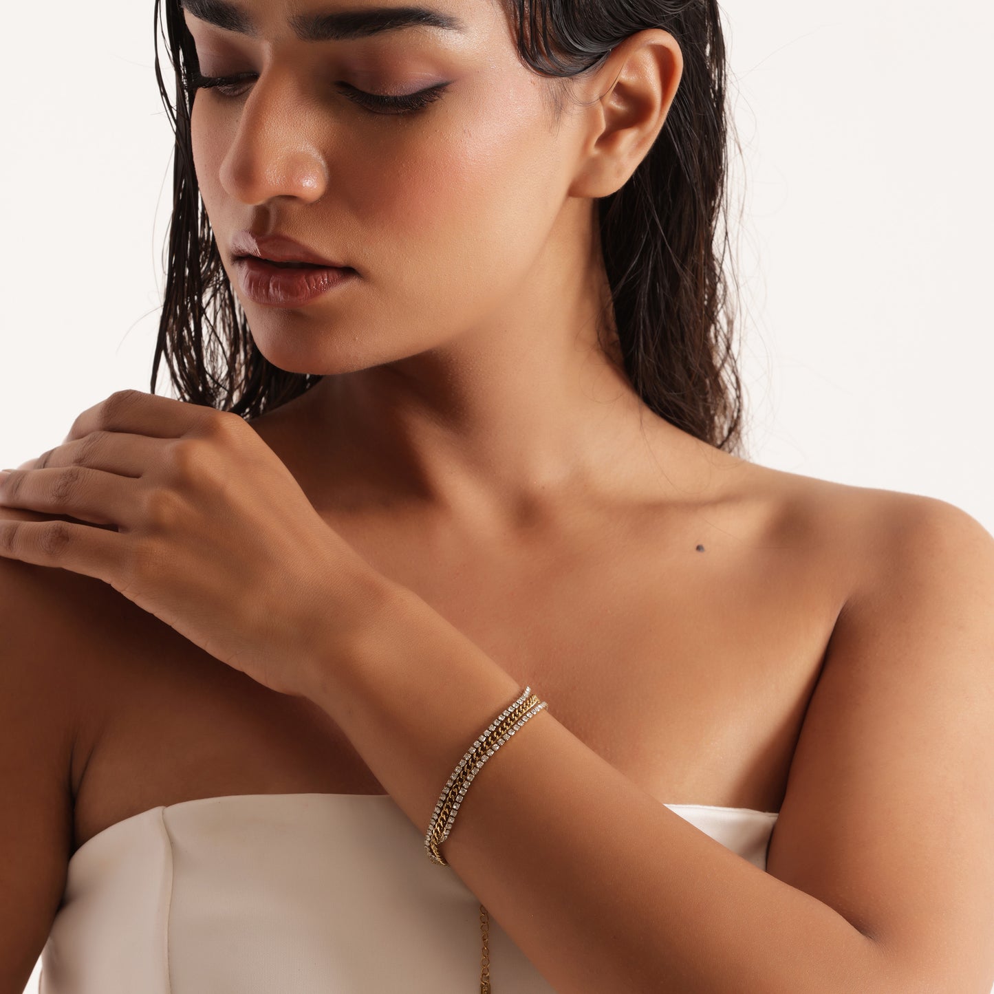 Sparking Triple Layer Chain Bracelet