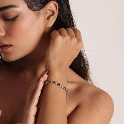 5mm Round Cut Multicolored Tennis Bracelet