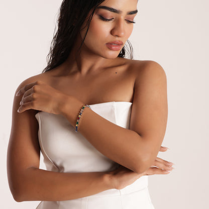 5mm Round Cut Multicolored Tennis Bracelet